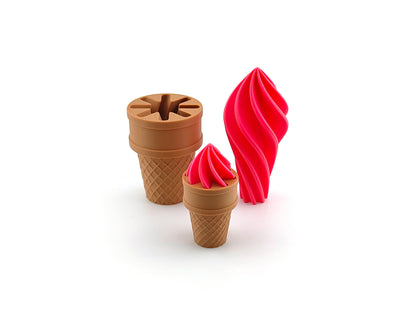 Ice cream cone fidget with pink ice cream on a white background